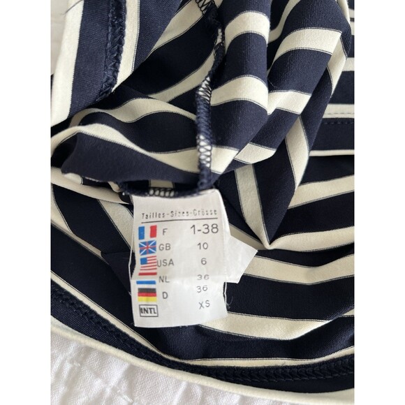 Saint James Navy & White Nautical Striped 3/4 Sleeve Top Size 6 EUC - Picture 9 of 9